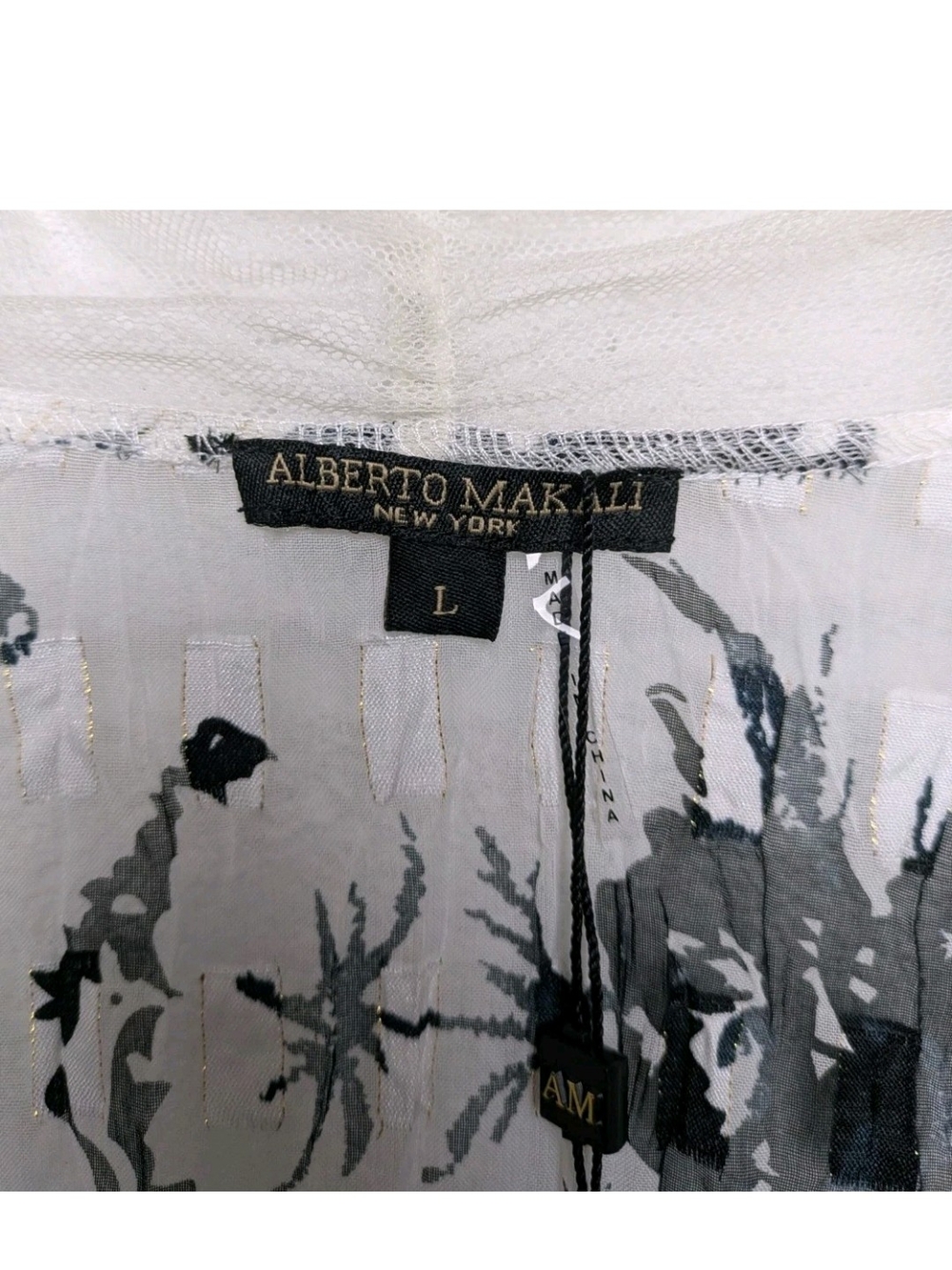Alberto Makali Lightweight White Black Floral Lace Kimono Cardigan - Picture 2 of 12